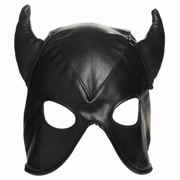 MASTER SERIES DUNGEON DEMON Maske mit Hörnern Schwarz 