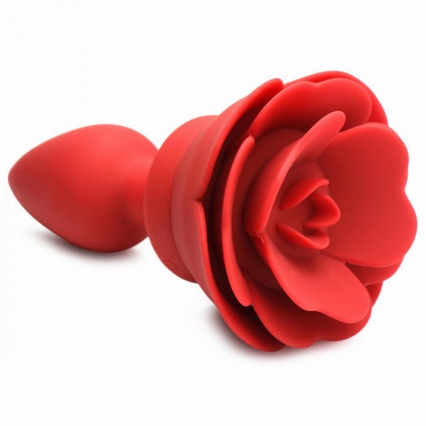 Vibrierender Rose Silikon-Analplug mit Fernbedienung Rot